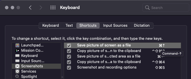 select keyboard keys for Mac screenshot and cropping